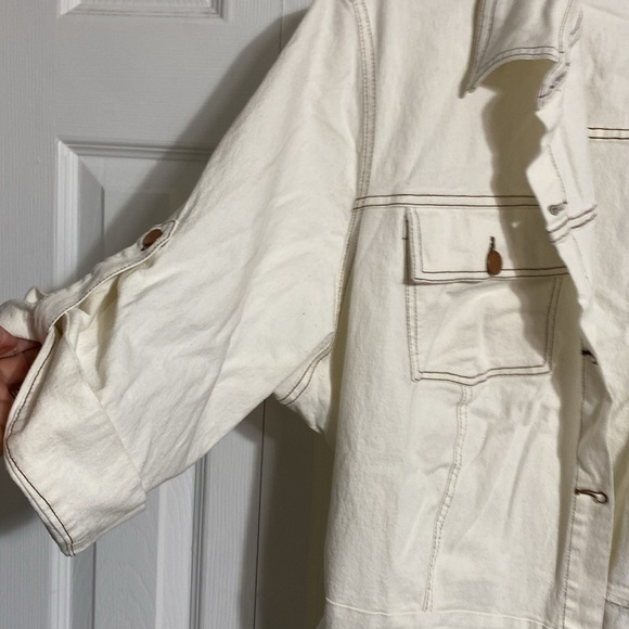 Ashley Stewart cotton womans cream belted Button-Up Jacket size 26/28 - Picture 4 of 13